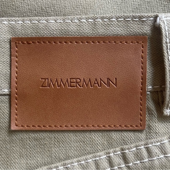 Zimmermann Belted High-Rise Straight-Leg Jeans in Sage Green - Picture 9 of 10